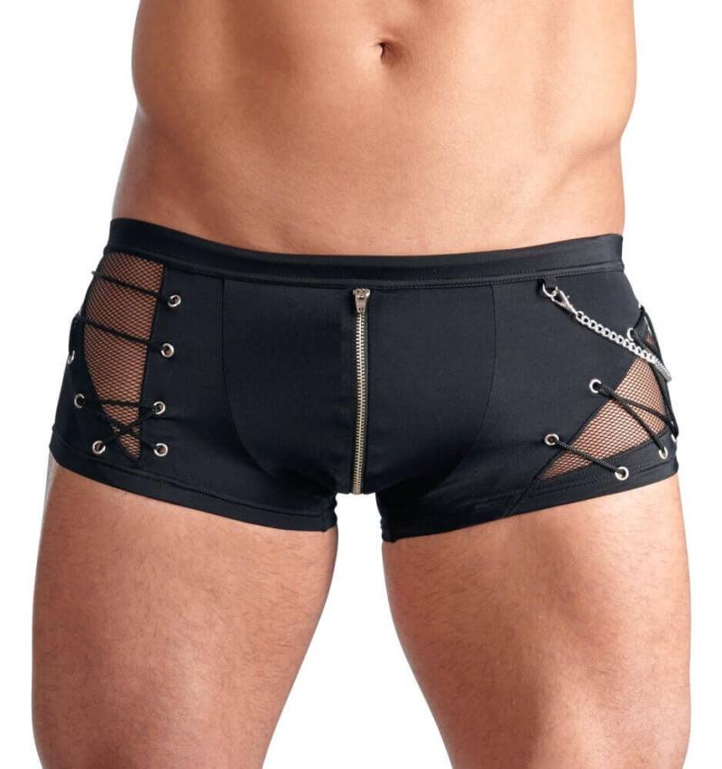 Maskuline Boxershorts med lynlås og kæde - Sort