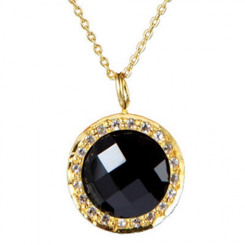 Vedhæng Med Onyx   20mm   M  Kæde fra Smykker I Sort »