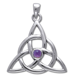 Vedhæng Med Triquetra   Treenighedssymbolet Og Ametyst   35mm   U Kæde fra Smykker I Lilla »