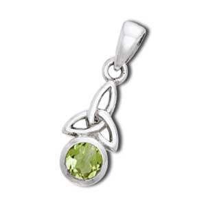 Vedhæng Med Triquetra   Treenighedssymbolet Og Peridot   24mm   U Kæde fra Smykker I Grøn »