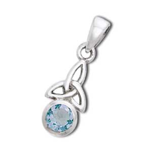 Vedhæng Med Triquetra   Treenighedssymbolet Og Aquamarin   24mm   U Kæde fra Smykker I Blå »