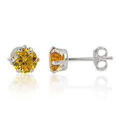 ørestikker Med Gul Zirkonia   ø4mm   Pr Par fra Smykker I Gul »