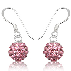 øreringe Med Swarovski Krystaller   21mm   Pr Par fra Smykker I Pink/ Lyserød»