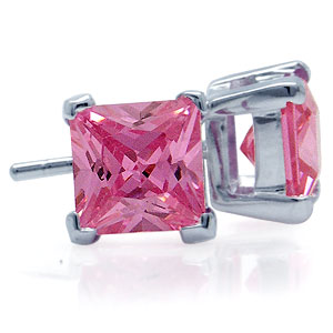 ørestikker Med Pink Zirkonia   ø8mm   Pr Par fra Smykker I Pink/ Lyserød»