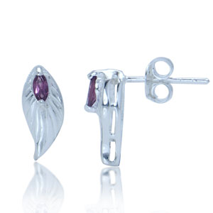 ørestikker Med Rhodolite   12x5mm   Pr Sæt fra Smykker I Pink/ Lyserød»