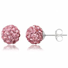ørestikker Med Swarovski Krystaller   ø8mm   Pr Par fra Smykker I Pink/ Lyserød»
