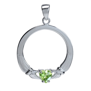 Claddagh Vedhæng Med Peridot   30mm   U Kæde fra Smykker I Grøn »