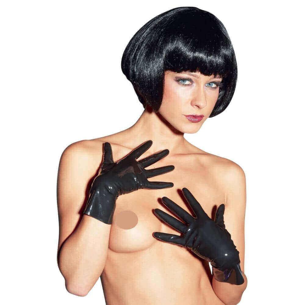 Sorte Latex Handsker Korte L fra Late X