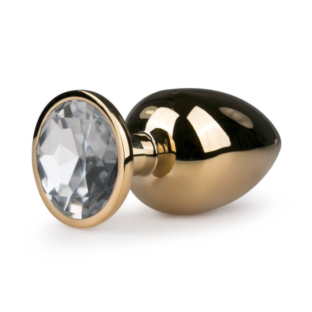 Guld Stål Butt Plug Med Smykkesten   Medium fra Private Label