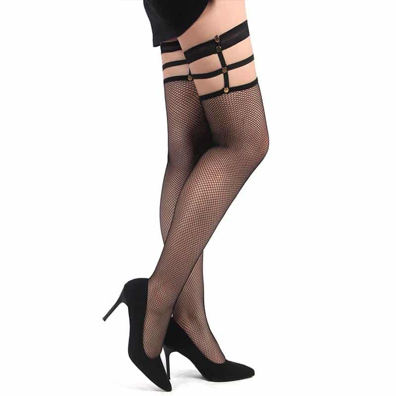 Jenna Fishnet Selvsiddende Strømper fra Lovelii