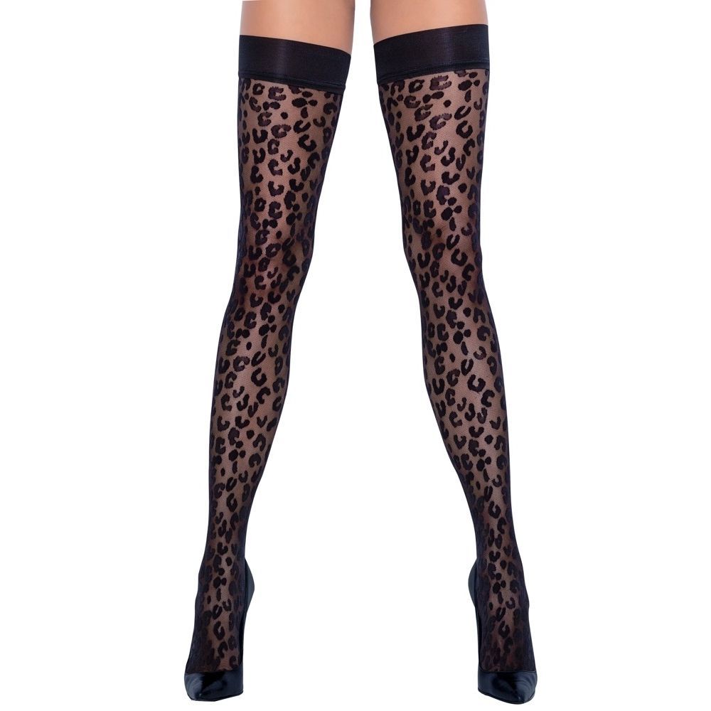 Cottelli Colection Selvsiddende Strømper Med Leopard Mønster  fra Cottelli Collection
