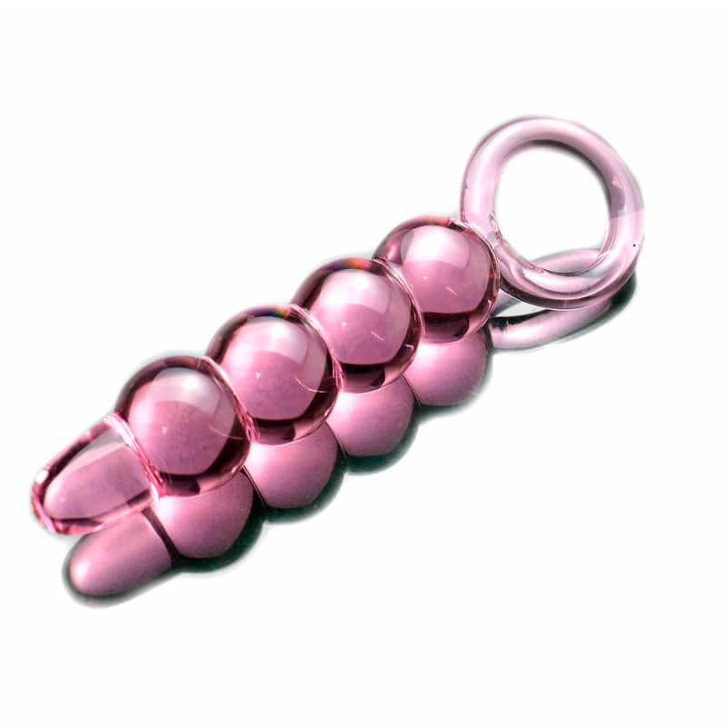 Beaded Glas Dildo Pink fra Celestials