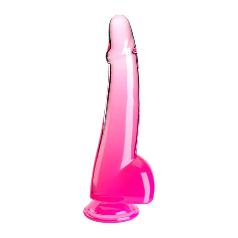 Clear Dildo Med Kugler 25 Cm   Pink fra King Cock
