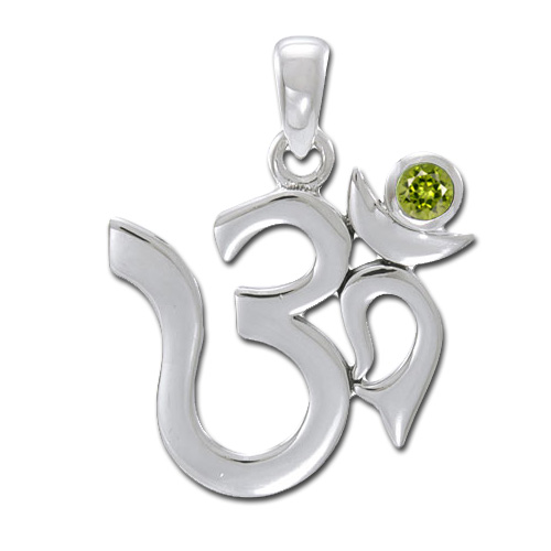 Aum Vedhæng Med Peridot   26mm   U Kæde fra Smykker I Grøn »