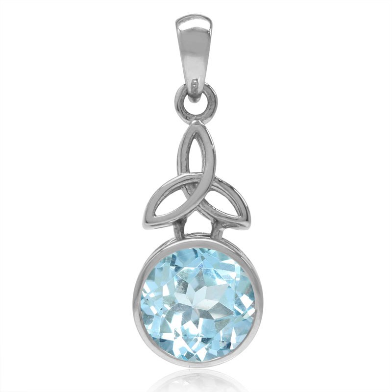 Vedhæng Triquetra Med Blå Topas   27mm   U Kæde fra Smykker I Blå »