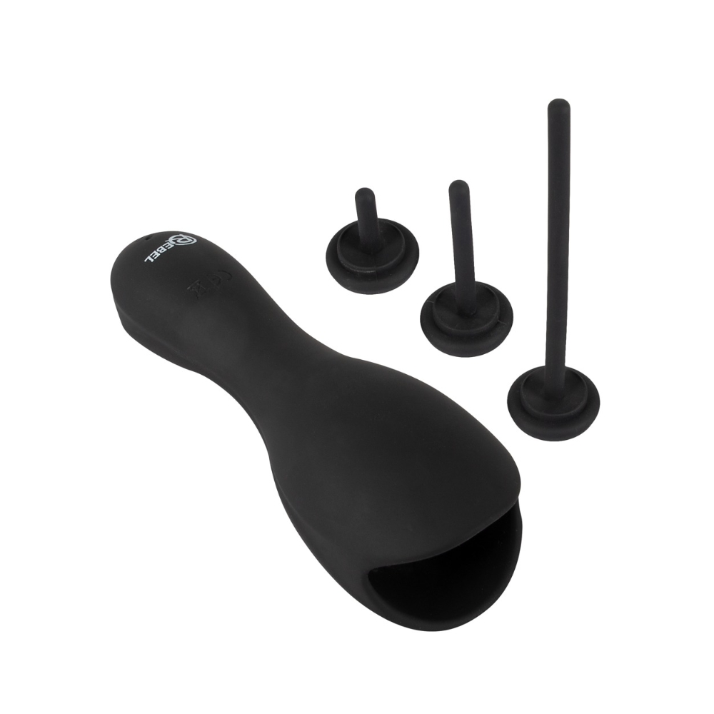 Glans Vibrator Med 3 Fleksible Dilatatorer fra Rebel