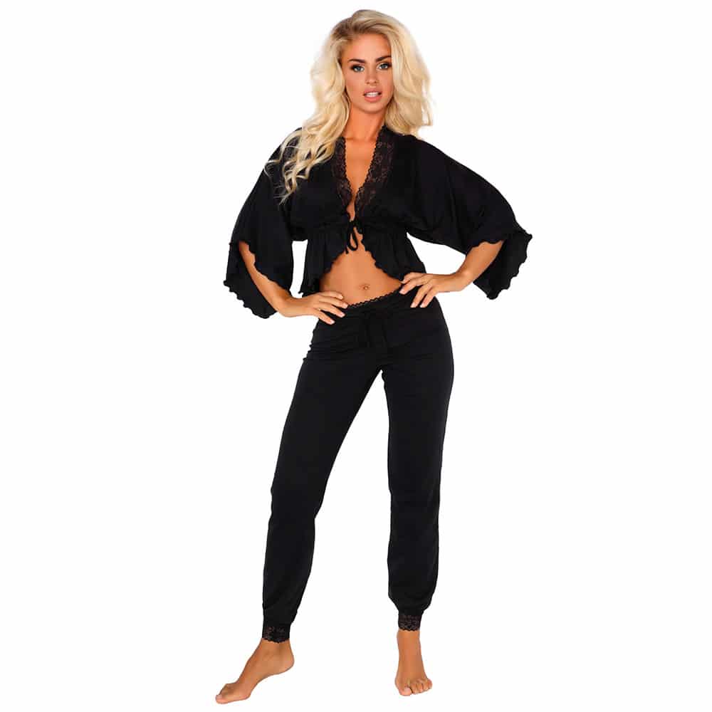 Margot Pyjamas Sæt Sort   L  fra Beauty Night Fashion