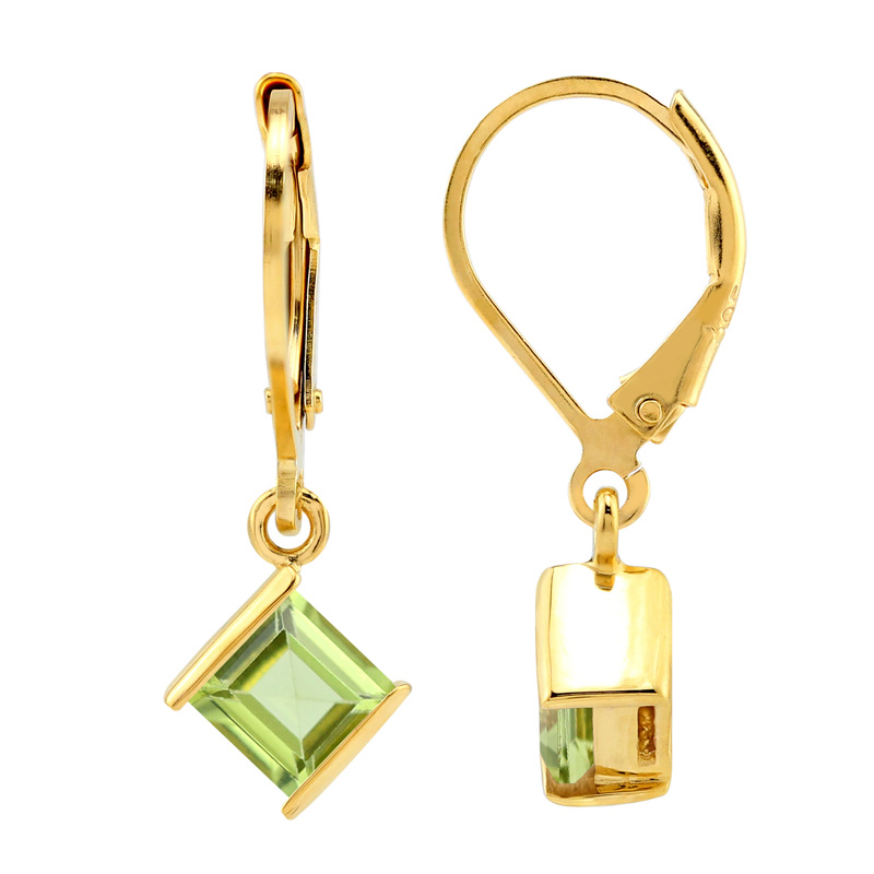 øreringe Med Peridot   25mm   Pr Par   Forgyldt fra Smykker I Grøn »