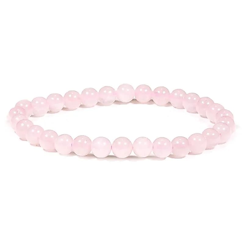 Armbånd Rosenkvarts   6mm fra Smykker I Pink/ Lyserød»