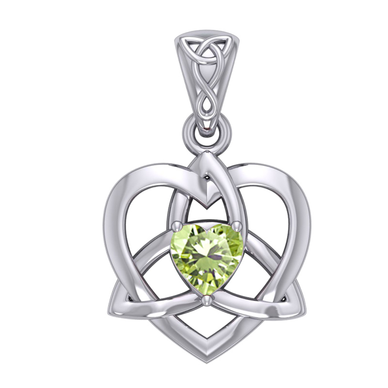 Vedhæng Keltisk Hjerte   Treenighedssymbolet Med Peridot   26mm   U Kæde fra Smykker I Grøn »