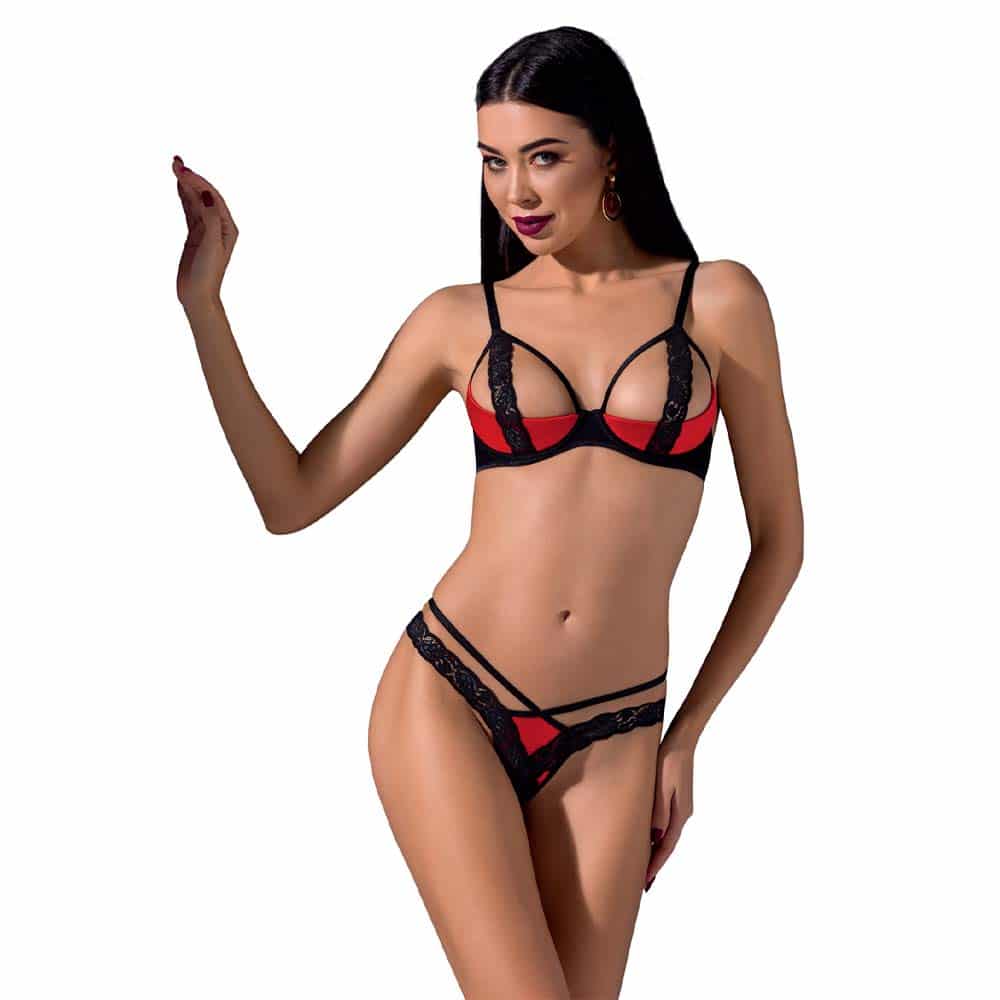 Femmina Bh Sæt Rød Og Sort   X Xx fra Passion