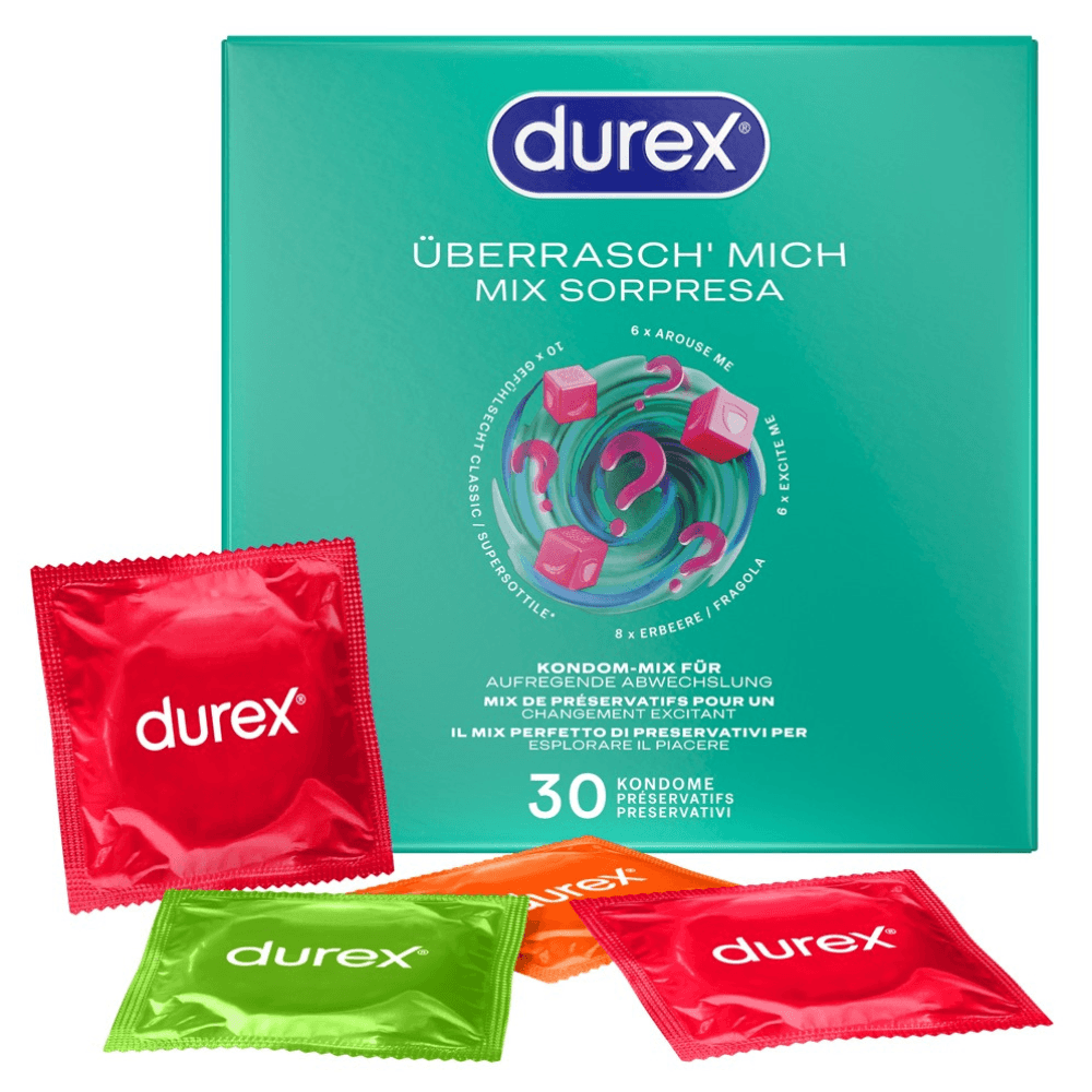 ãberraschâ Mich     30 Stk. Kondom Mixpakke fra Durex