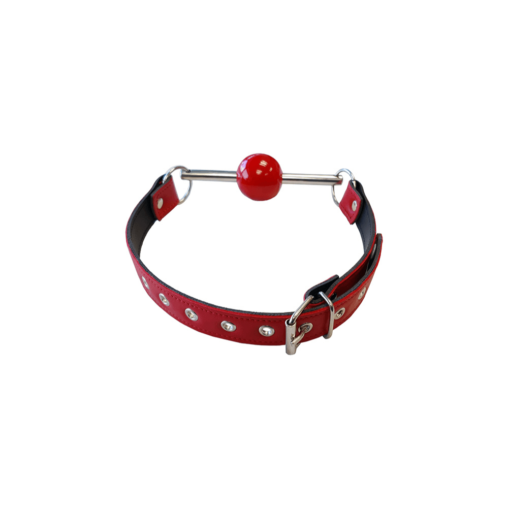 Premium Ball Gag I Læder Med Aftagelig Gummikugle fra Rouge