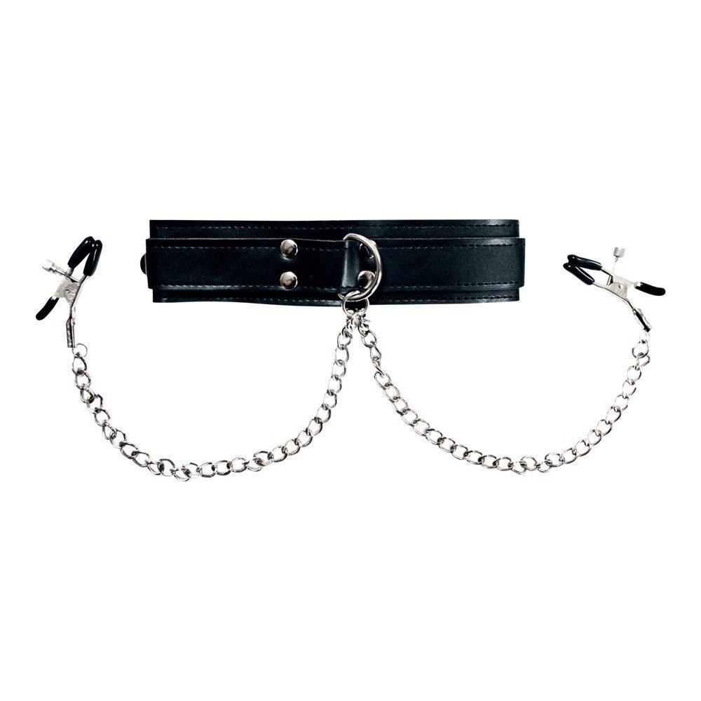 Halsband Med Brystvorteklemmer fra Sportsheets
