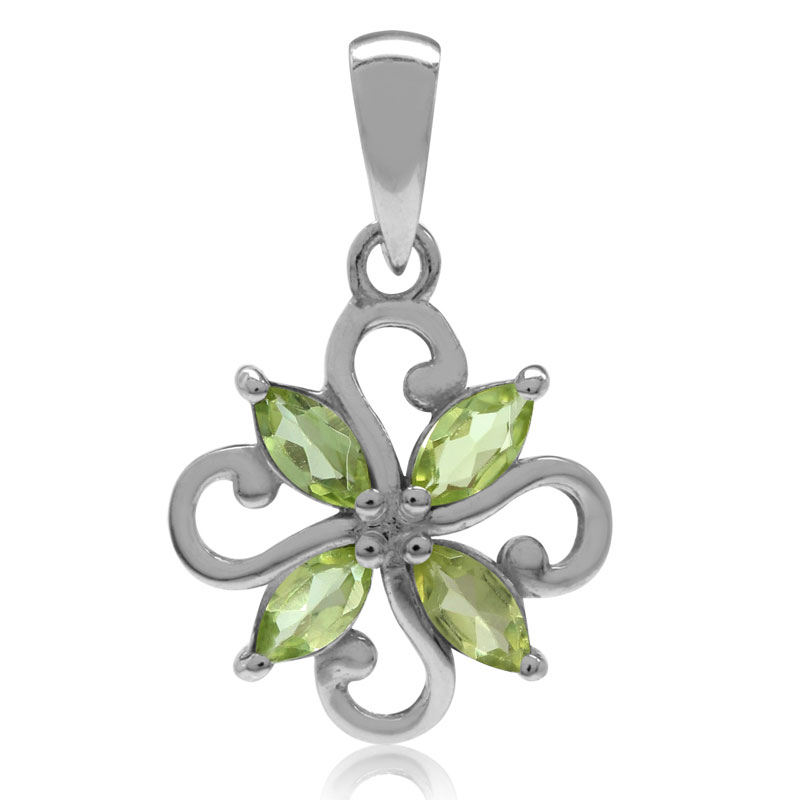 Vedhæng Blomst Med Peridot   20mm   U Kæde fra Smykker I Grøn »