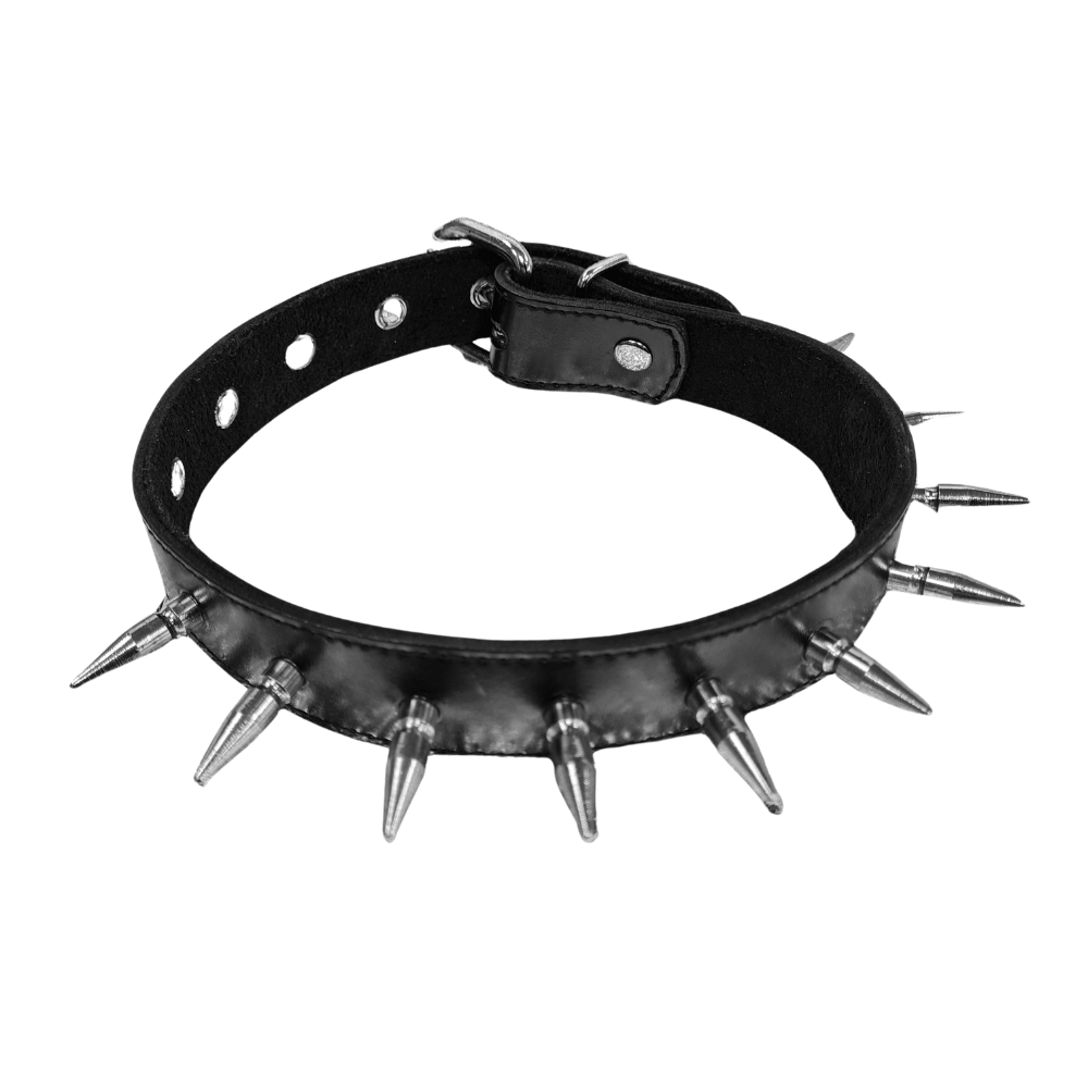 Læder Halsbånd Med Spikes 10 Metalspidser fra Rouge