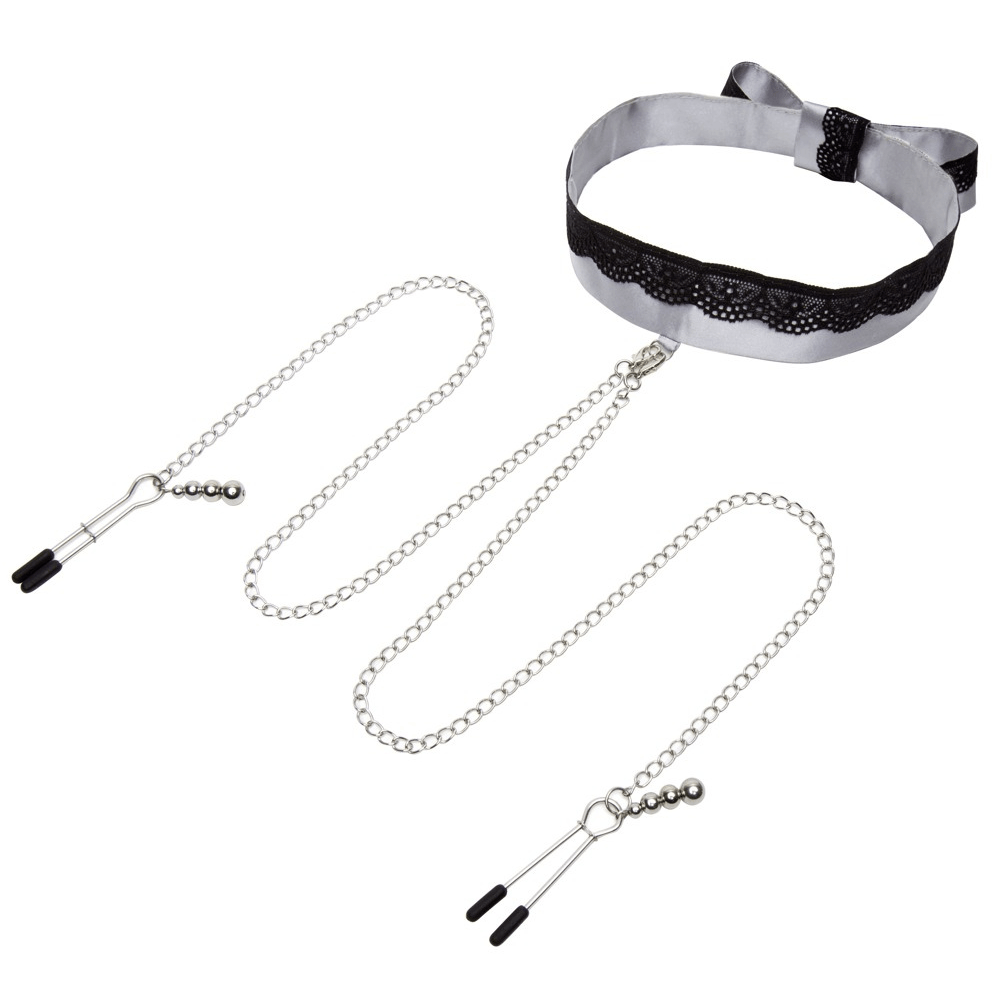Play Nice Satin Collar & Nipple Clamps fra Fifty Shades Of Grey