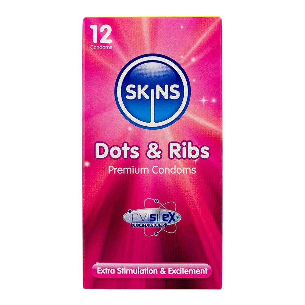 Skins Dots & Ribs     Kondomer Med Tekstur     12 Stk. fra 210th