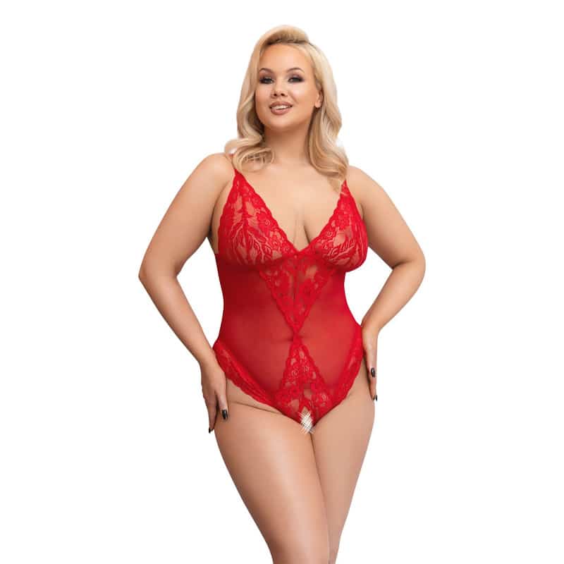 Carolina Bundløs Bodystocking Rød   X fra Cottelli